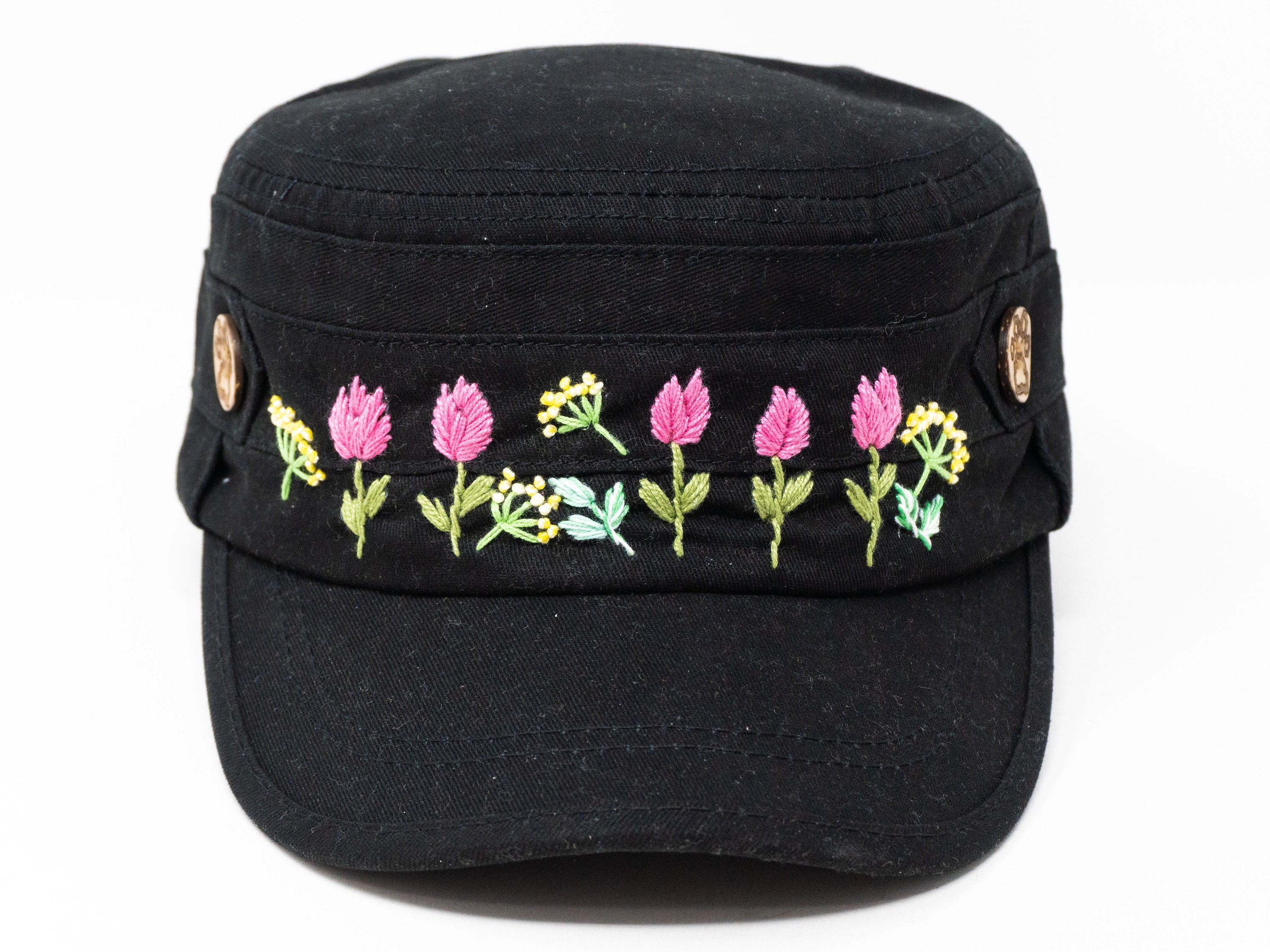 Artistic Blossoms: Hand Embroidered Tulip Floral Design on  display picture 1