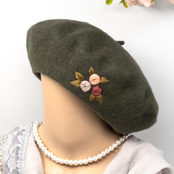 100% Wool Beret Hat, Handmade Winter French Cap Hand  display picture 1