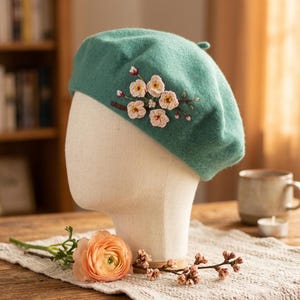 ラズベリーベレー帽、キャビユ付き 100% ウールソング - Etsy 日本
