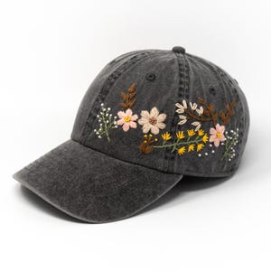 Hand Embroidered Floral Baseball Cap | 100% Cotton Hat | Botanical ...