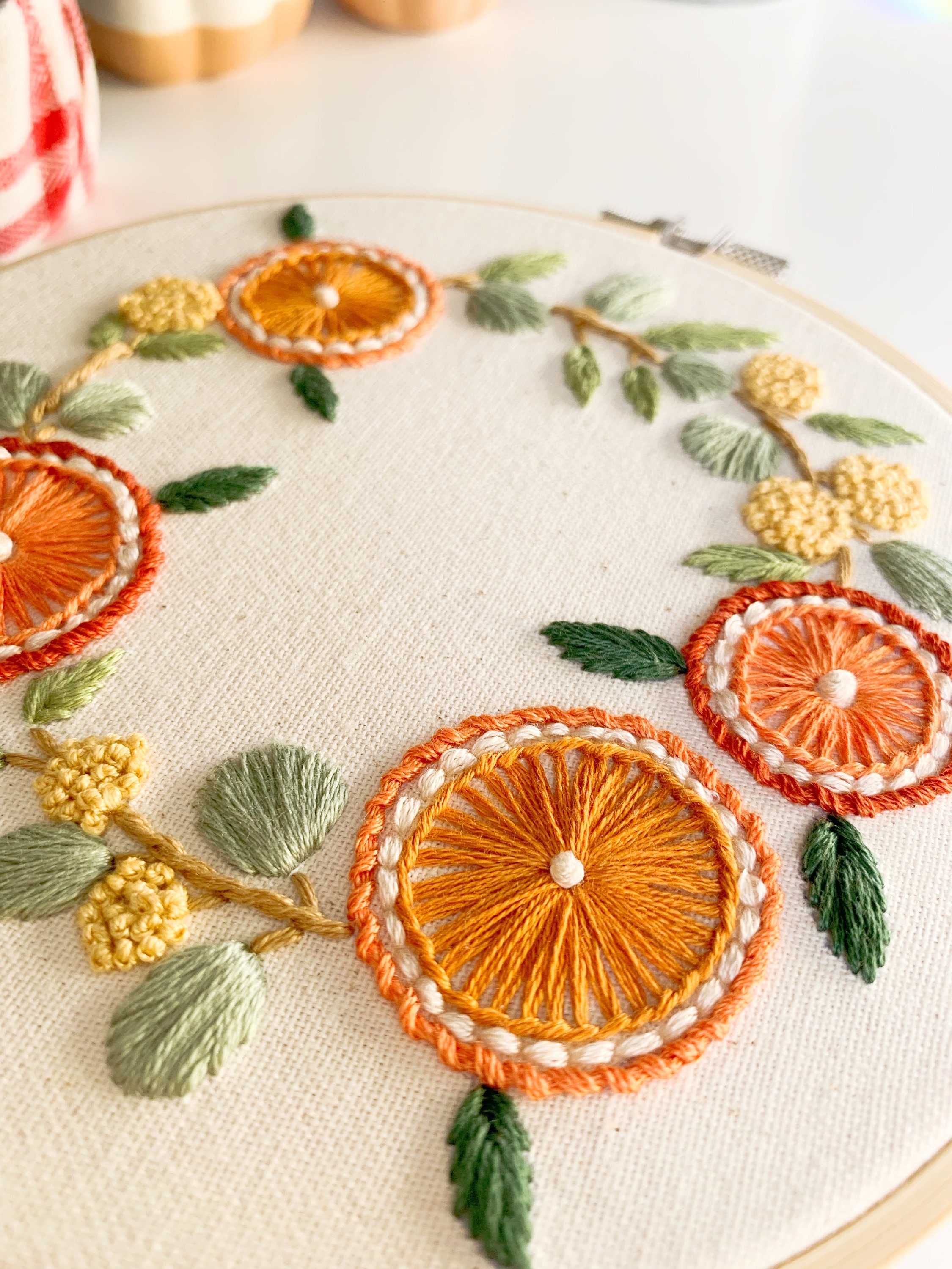 Orange Eucalyptus Wreath Hand Embroidery PDF Pattern - Etsy