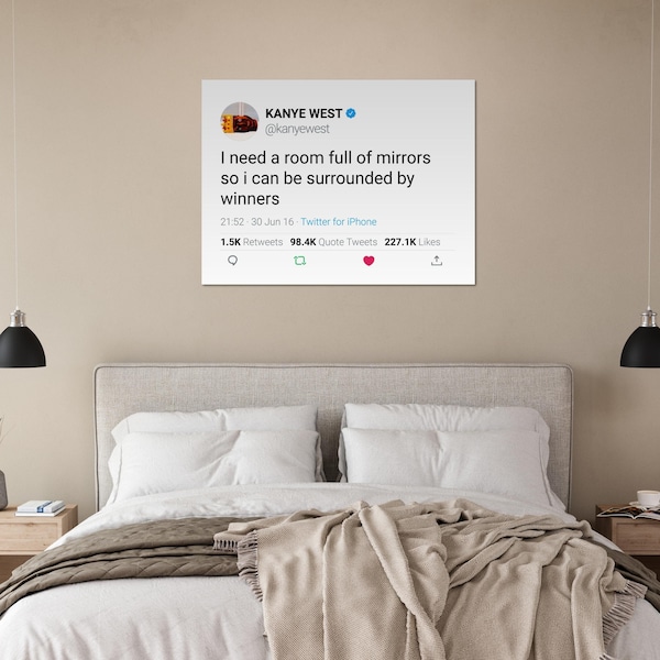 Kanye West Tweet Poster Room Full of Winners Etsy