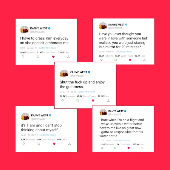 5 Kiss Cut Stickers  Kanye West  : 5 Funny Tweets - Pack 2 - Etsy