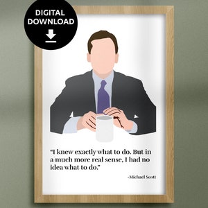 The Office Minimalist Poster, Michael Scott Quote &quot;I Knew Exactly What to Do&quot; TV Show, Minimal Decor, Wall Art, The Office Digital Print