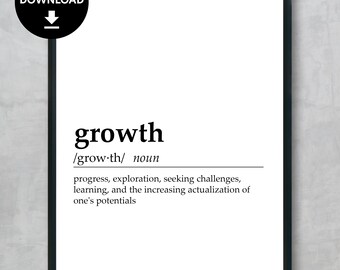 Dieses Wachstums-Definitionsposter ist mit einem Zitat von Mentaler Gesundheit (Digitaler Download)