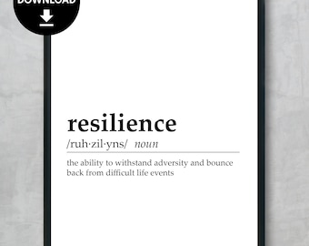 Resilienz Definition Print, Inspirational Wall Art (Digitaler Download)
