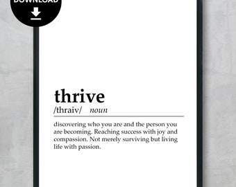 Thrive Definition Druck, Inspirierende Büro Dekoration (Digitaler Download)