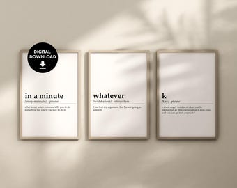 Teen Slang Definition Drucke, lustige Teenager Wand Kunst (digitaler Download)