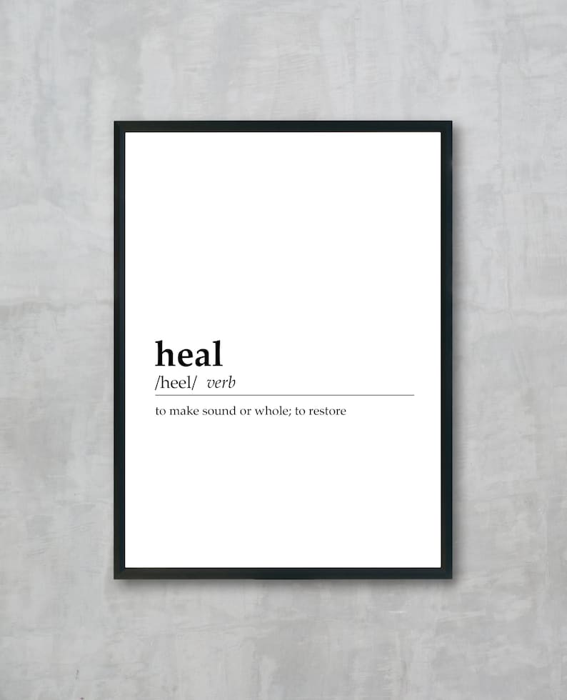 Heal Definition Inspirational Decor Heal Poster Therapist Etsy