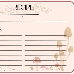 Mushroom Cottagecore Recipe Cards Set | Double-Sided 5x7 Printed Cards | Cute Vintage Kitchen Decor | Gift for Bakers & Cooks