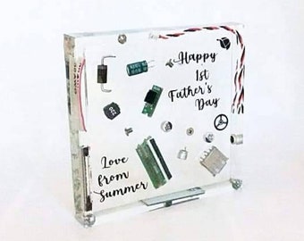 Personalized Computer Component Coaster, Gift For Fathers Day, Personalised Gift For His Birthday, Gift From The Children, Gift From A Wife