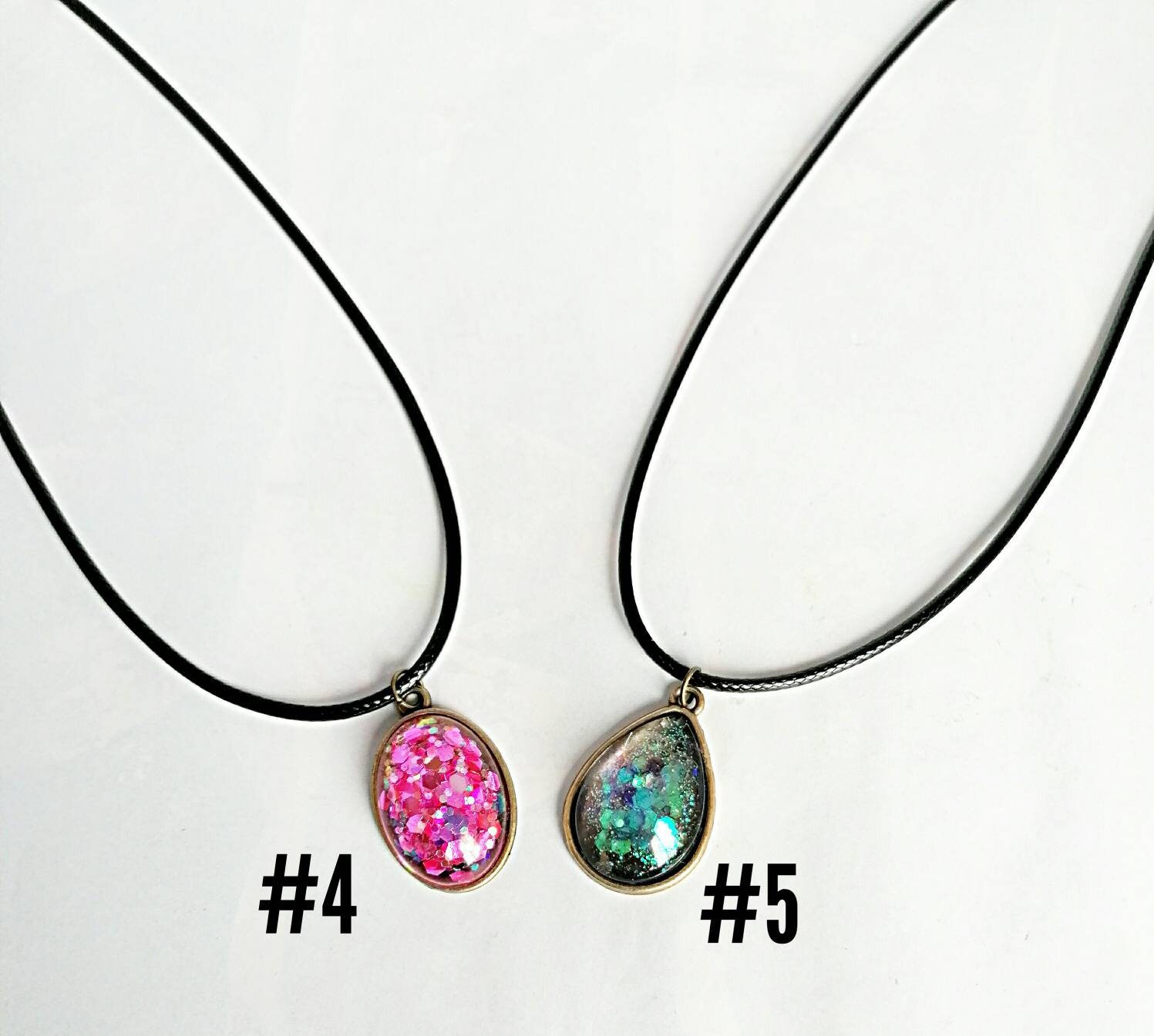 Clearance stock very cheap Glitter pendant necklaces leather Etsy