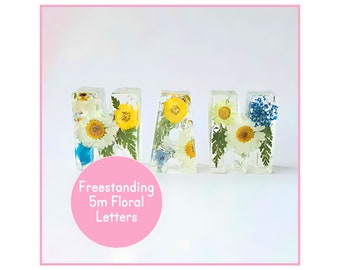 Free standing floral letters, 5cm tall stand alone initials, wild flower design, Wedding Gifts for a couple, Wedding Themed Floral Décor