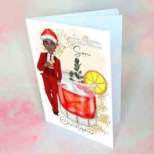 Luxury A5 The Santa Claus Cocktail Christmas Card For A Son, Christmas Card From A Parent