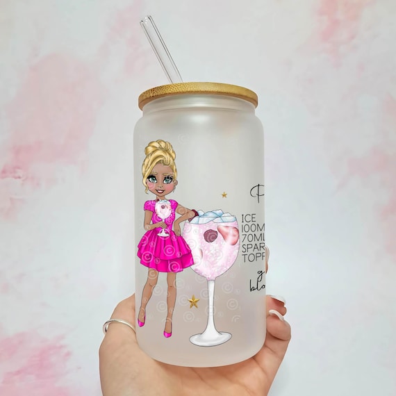 Pink Gin 75 Recipe Tumbler, 16oz Frosted Libby Glass With Custom Girl, Hen  Party Cocktail Glass For Her, Bachelorette Pink Gin Cocktail Gift