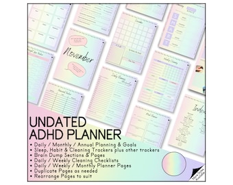 ADHD Digital All In One Planner Designed For A Neurodivergent Brain The Rainbow Girl Pastel Colored 200 Page Clickable Planner Ipad Android