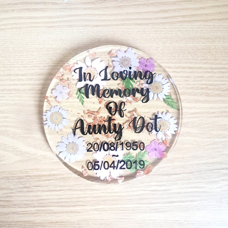 Personalised Dried Pressed Flower Memorial Plaque Photo Etsy UK