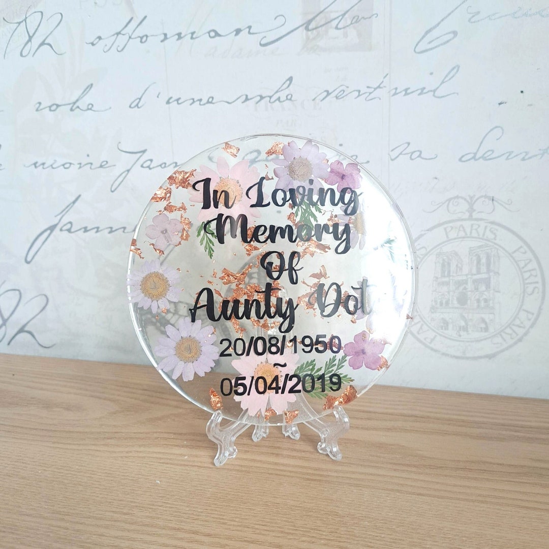 Personalised Dried Pressed Flower Memorial Plaque Photo Etsy UK