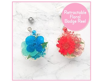 Floral Resin Retractable Badge Reel ID Card Quick Access Nurse Doctor Student Security Credential Holder Convenient Personalized ID Clip