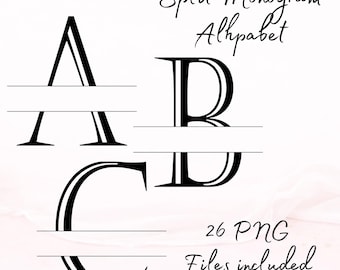 Split Monoram Svg Letters, Full Alphabet A - Z, Plain Font Monogram Style Split Letters, Suitable for Cricut Silhouette, DIGITAL DOWNLOAD