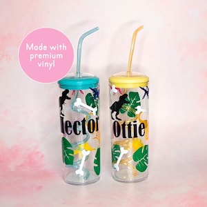 Personalized Crazy Straw Cup Beaker With A Lid, Custom Themed Curly Straw Cup For Kids BPA Free Plastic image 1
