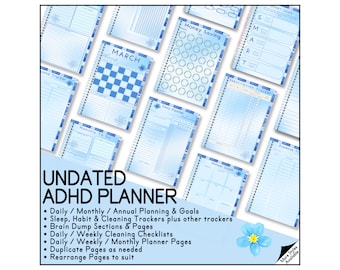 ADHD Digital All In One Planner Designed For A Neurodivergent Brain Pastel Forget Me Not Design 201 Page Clickable Planner Ipad Android