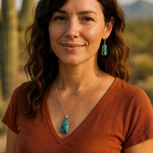 Handmade Turquoise Jewelry Set - Sterling Silver Pendant & Earrings with 20-inch Chain - Unique Gift for Her
