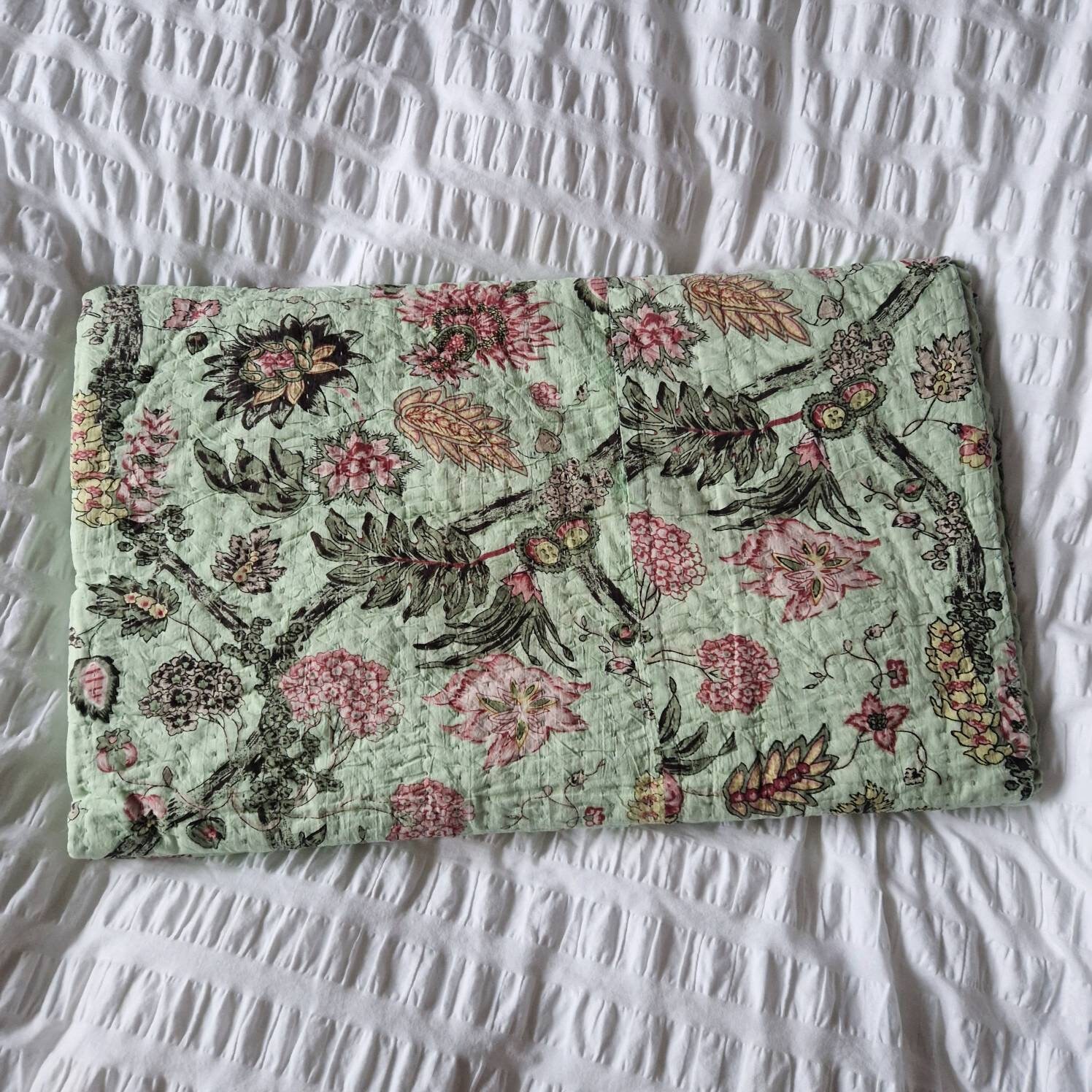 Vintage Kantha Queen Size Bedspread Boho Kantha Quilt Indian Etsy UK