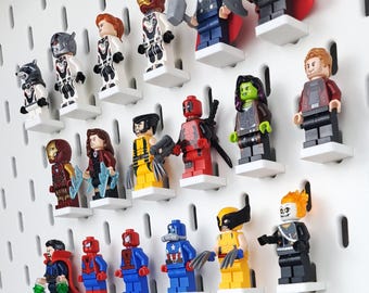 Minifigure Display Stand for IKEA Skadis Pegboard- Heel Saver Collectible Lego Minifigure Display Stand 3D Printed Multiple Colors