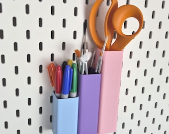 Square Pegboard Storage Cup Bins for IKEA Skadis Pegboard- 3D Printed- Multiple Color Options- Home Office Craft- 20+ Colors