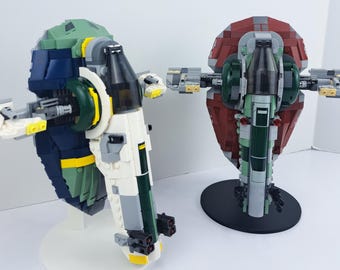 Soporte de exhibición para la nave espacial de Lego Star Wars JANGO y BOBA FETT (75433 / 75312) (Slave 1). Base de exhibición de vuelo impresa en 3D.
