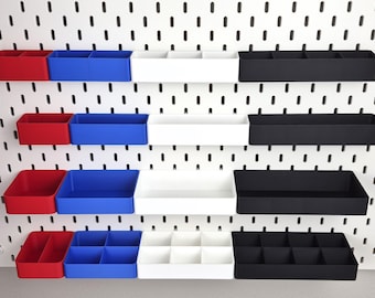 Storage Bins for IKEA Skadis Pegboard- 3D Printed- Home Office Craft Hobby Storage & Organization- Multiple Size and 20+ Color Options