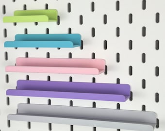 Ledge Shelf for IKEA Skadis Pegboard- 3D Printed- Home Office Craft Hobby Storage Organization Display-Multiple Size and 20+ Color Options
