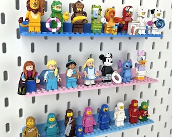 Mini Figure Display Shelf and Build Plate for IKEA Skadis Pegboard | Minifig Lego Display & Build Stand | 3D Printed | Multiple Colors