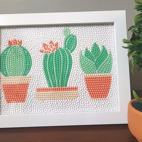 Cactus Succulent Diamond Painting Art Kit with Frame DIY Adult and Kids