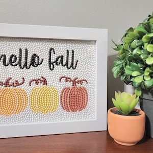 Hello Fall Pumpkins Diamond Painting Art Kit with Frame DIY Adult and Kids