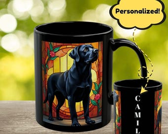 Labrador Retriever (Black) Personalized Mug - Custom Dog Coffee Cup Gift for Lab Lovers