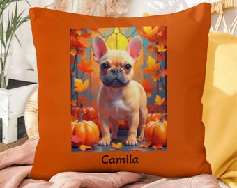 French Bulldog Fawn Coat Pillow - Custom Indoor Outdoor Dog Cushion, Frenchie Home Accent