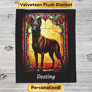 Belgian Malinois Red Sable Coat Velveteen Blanket - Custom Dog Throw, Personalized Pet Gift