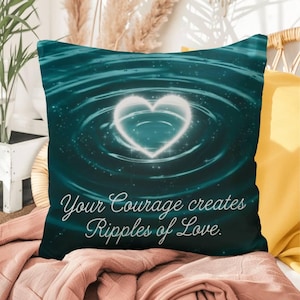 Sua coragem cria ondas de amor: autocuidado com travesseiros internos/externos para relaxamento, atenção plena e bem-estar emocional