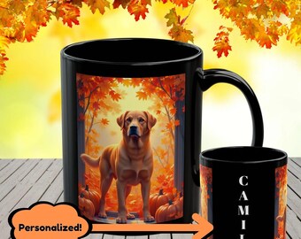 Labrador Retriever (Fox Red) Autumn Mug - Personalized Coffee Cup, Cozy Lab Dog Gift