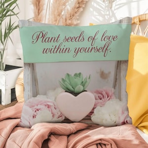 Plante sementes de amor dentro de você: autocuidado com travesseiros internos/externos para relaxamento, atenção plena e bem-estar emocional