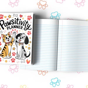 Pawsitivity Planner Composition Notebook for Journaling, Therapy, Self-Care, Anxiety, Mindfulness, Affirmations & Wellness Writing