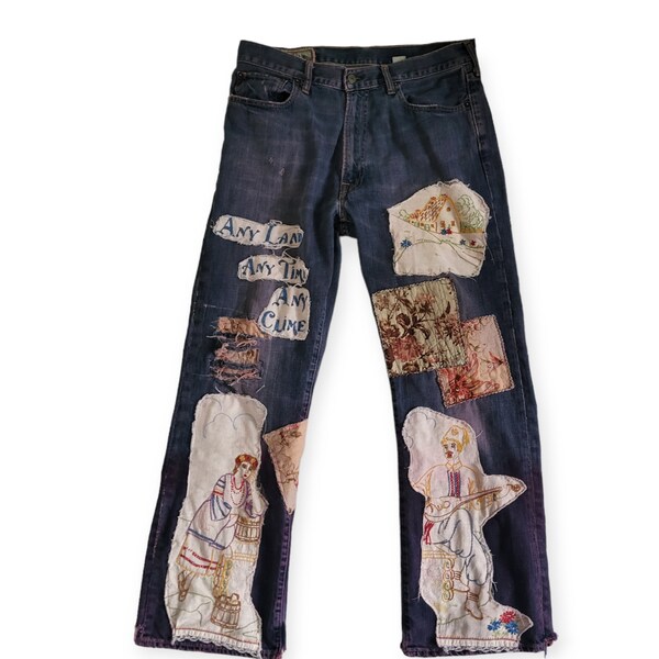 Abercrombie and Fitch Custom Patchwork Hippie Boho Jeans