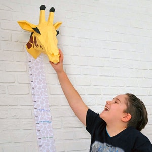 3D Giraffe Height meter Papercraft , Height Measure Chart child Room Decor gift, Giraffe height meter idea  for children DIY, 3d PDF pattern