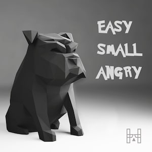 3d Bulldog Paper craft pdf pattern, 3d dog model template papercrafts floor decor, DIY gift for kids, 3d English bulldog digital pattern