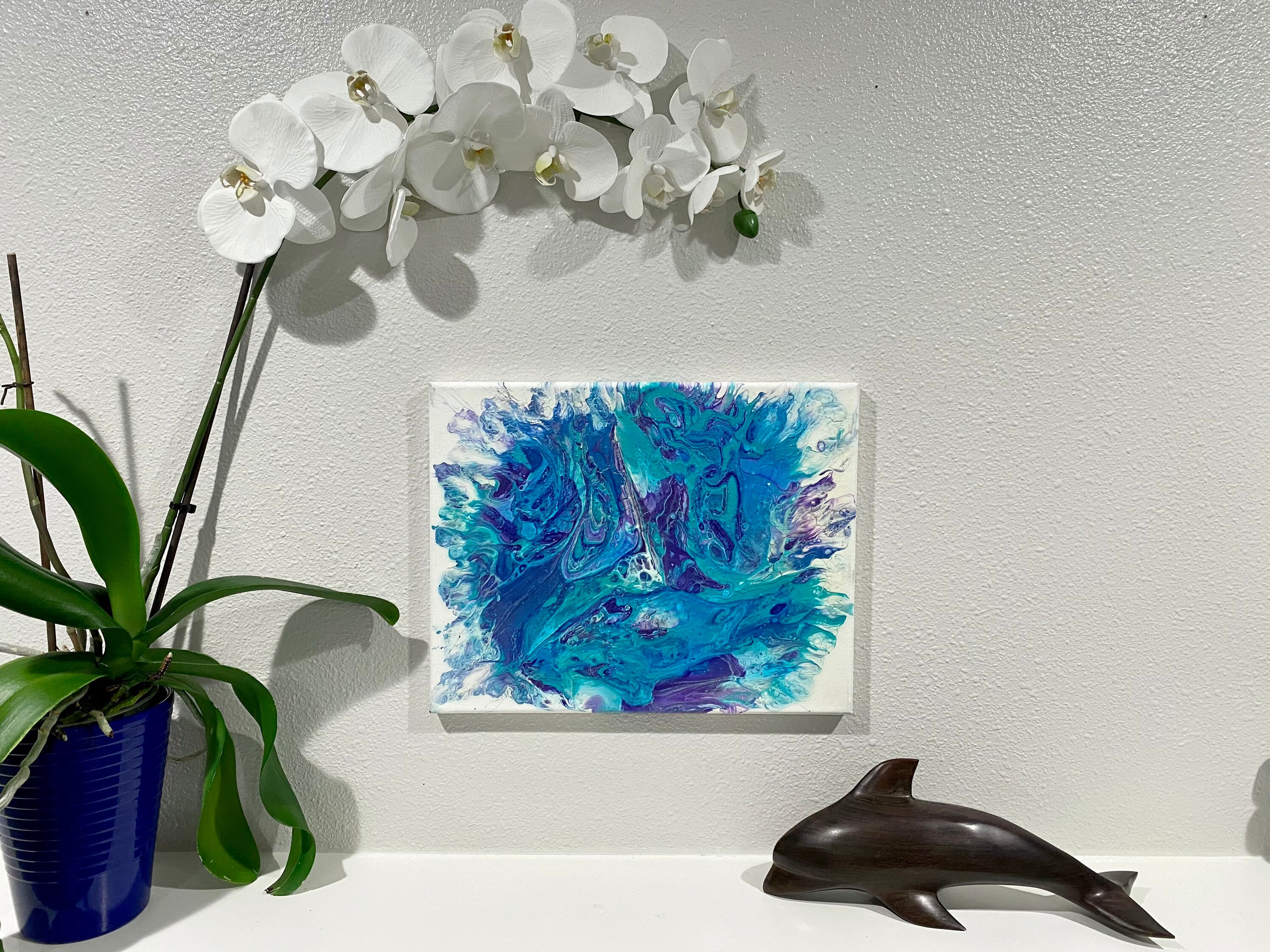 Pintura texturizada de vertido de color azulado y púrpura | Etsy