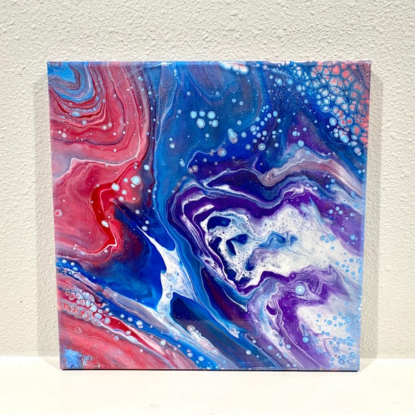 Red and blue pour painting F12-105