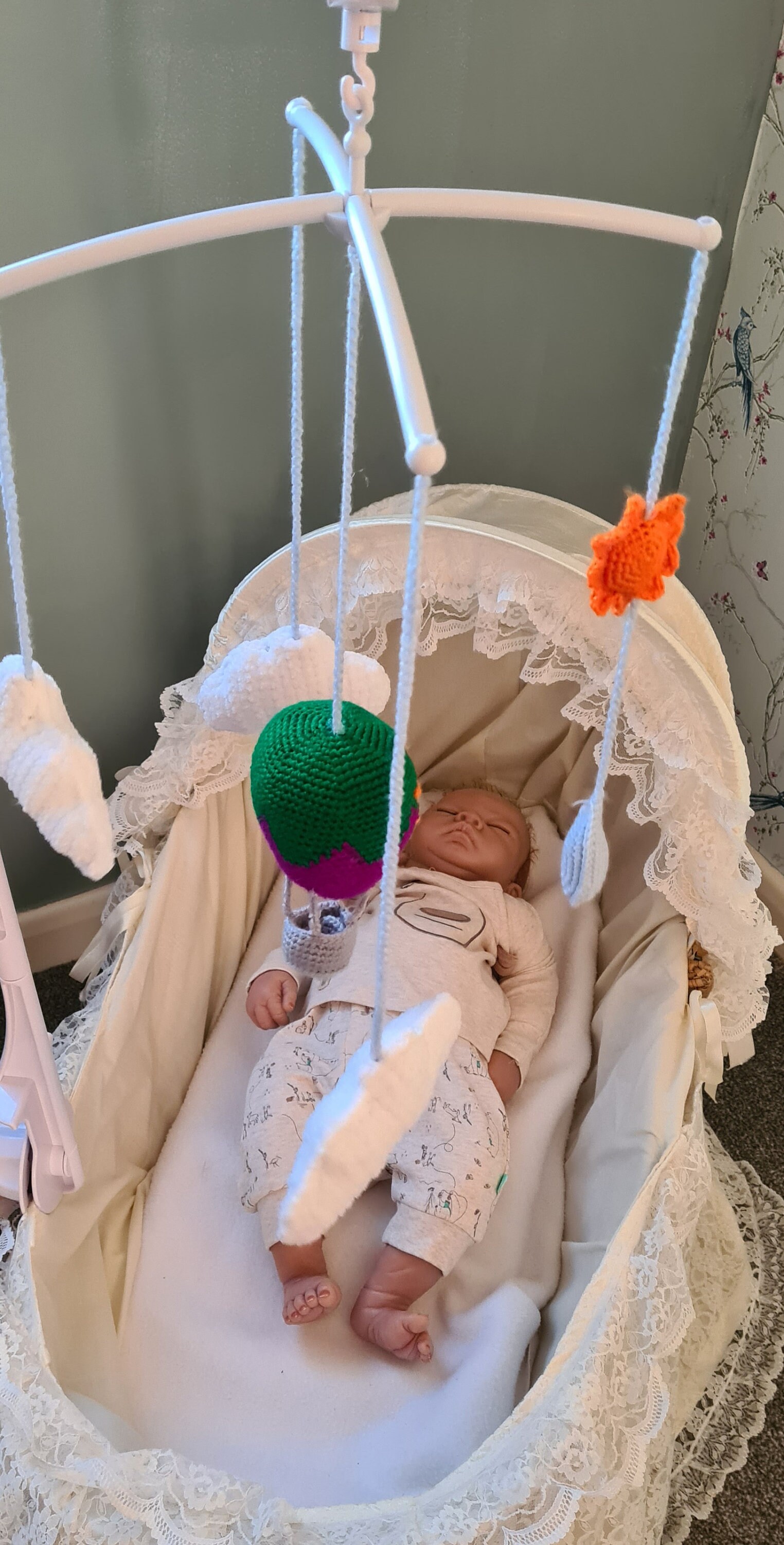 Baby Cot Mobile Hot Air Balloon Musical with a cot Etsy