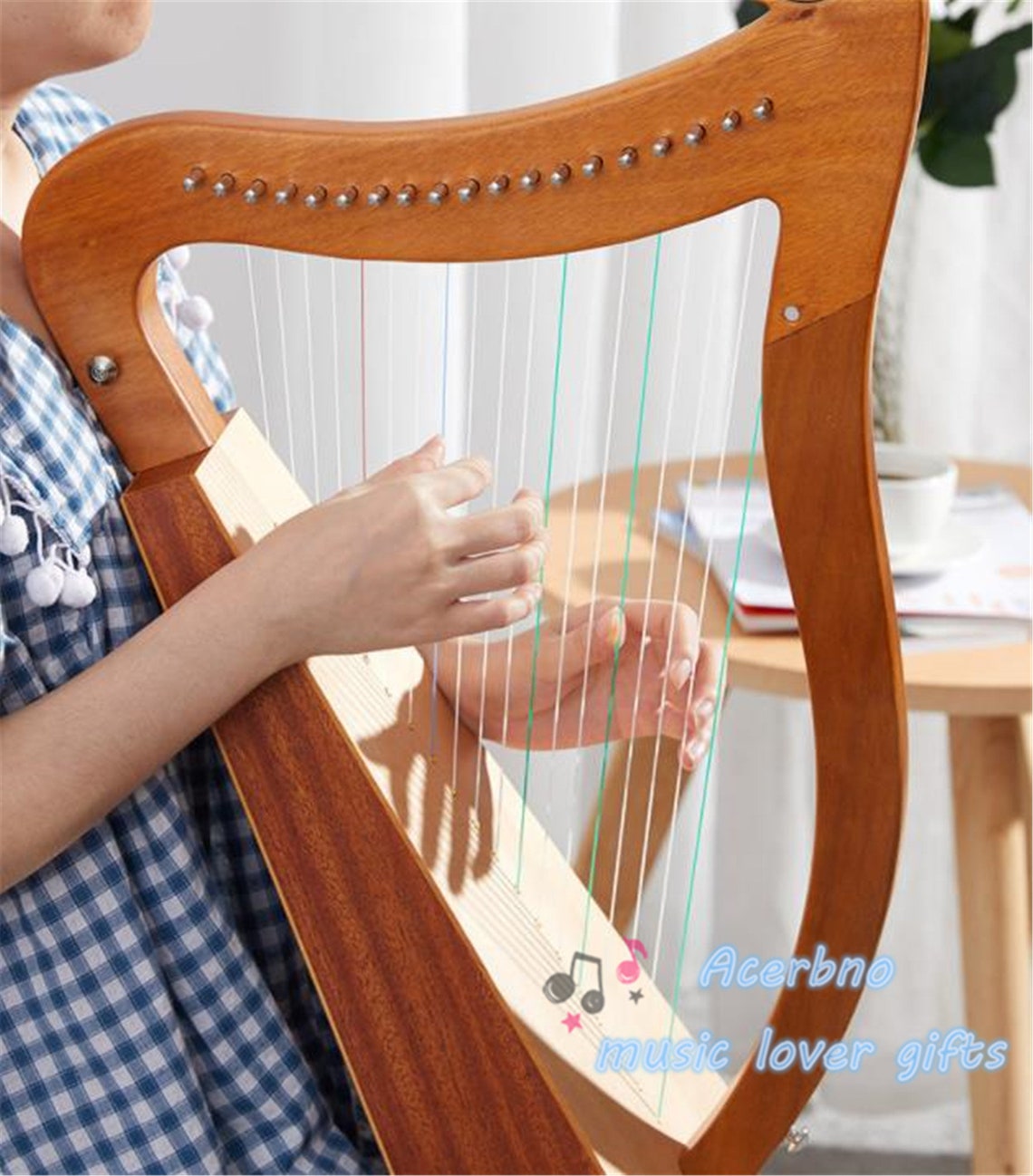 15 Strings Wooden Handmade Lyre Harp Rosewood Lyre Harp15 Etsy